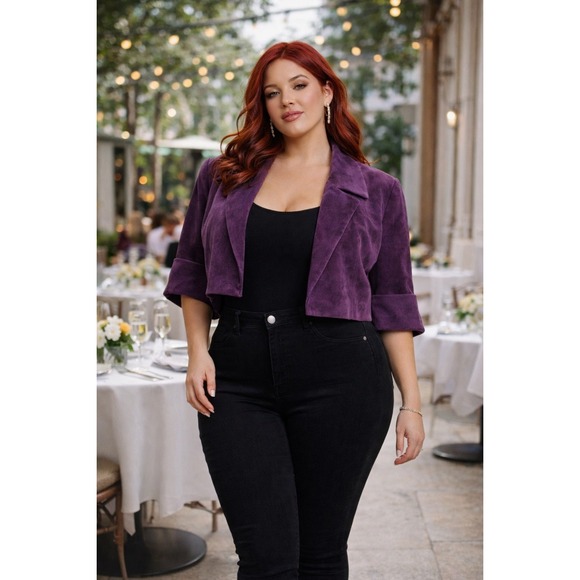 Cami NYC Jackets & Blazers - Cami Purple Suede Leather Jacket NWT Size 16 – Bold 100% Genuine Leather Coat